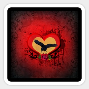 Wonderful crow on a heart Sticker